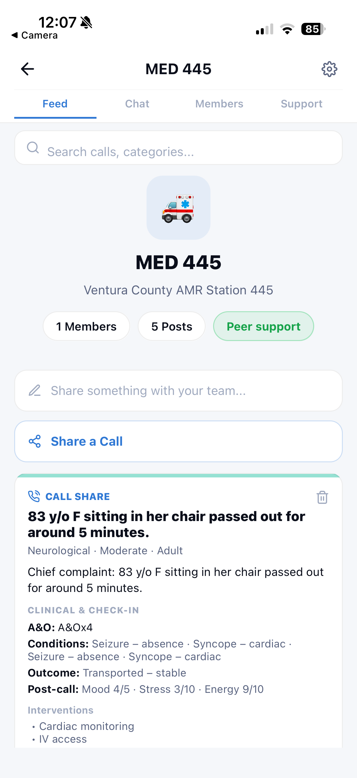 Station org page showing MED 445 Ventura County AMR
