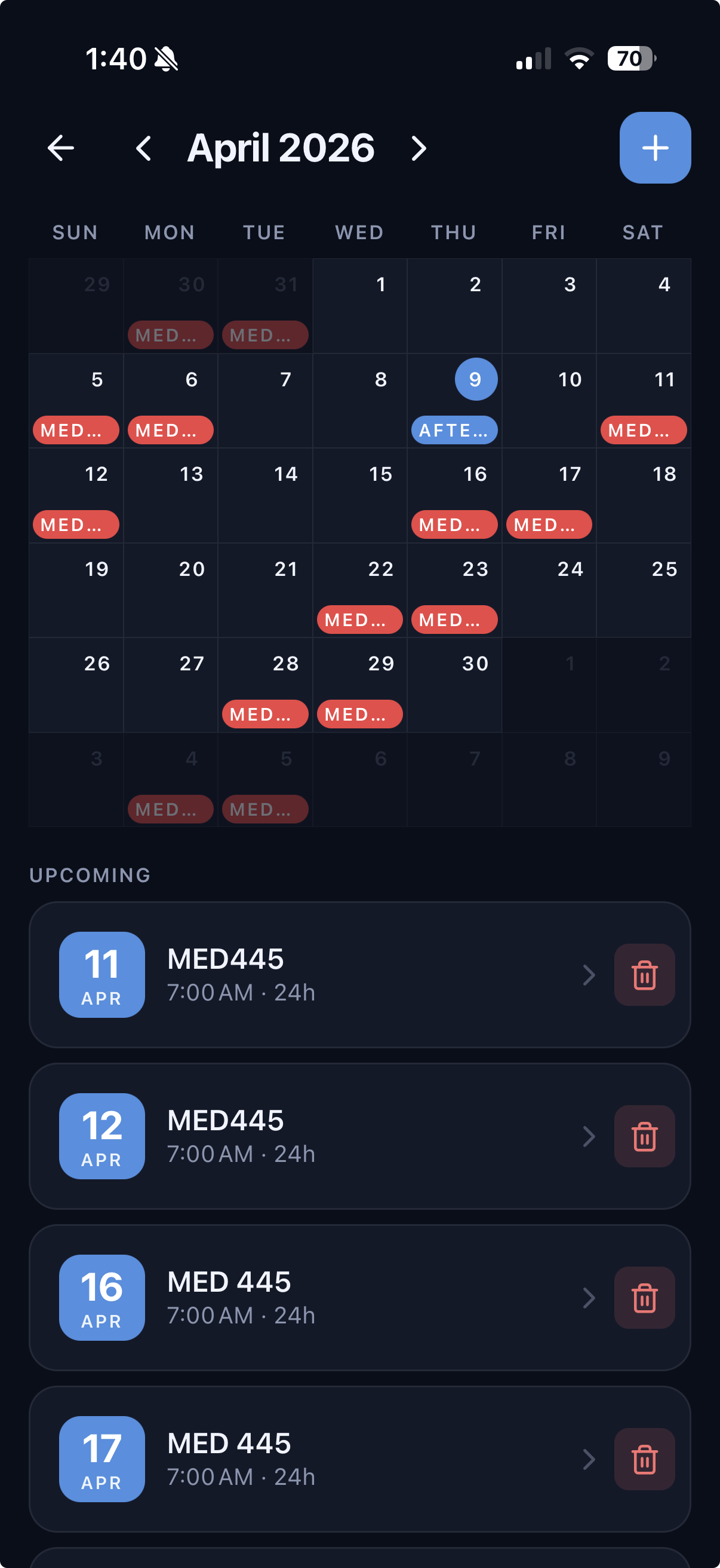 Shift calendar